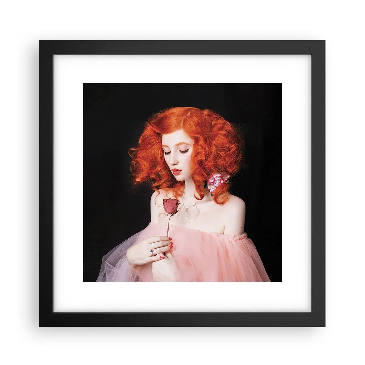 Pôster com moldura preta - Em estilo barroco - 30x30 cm