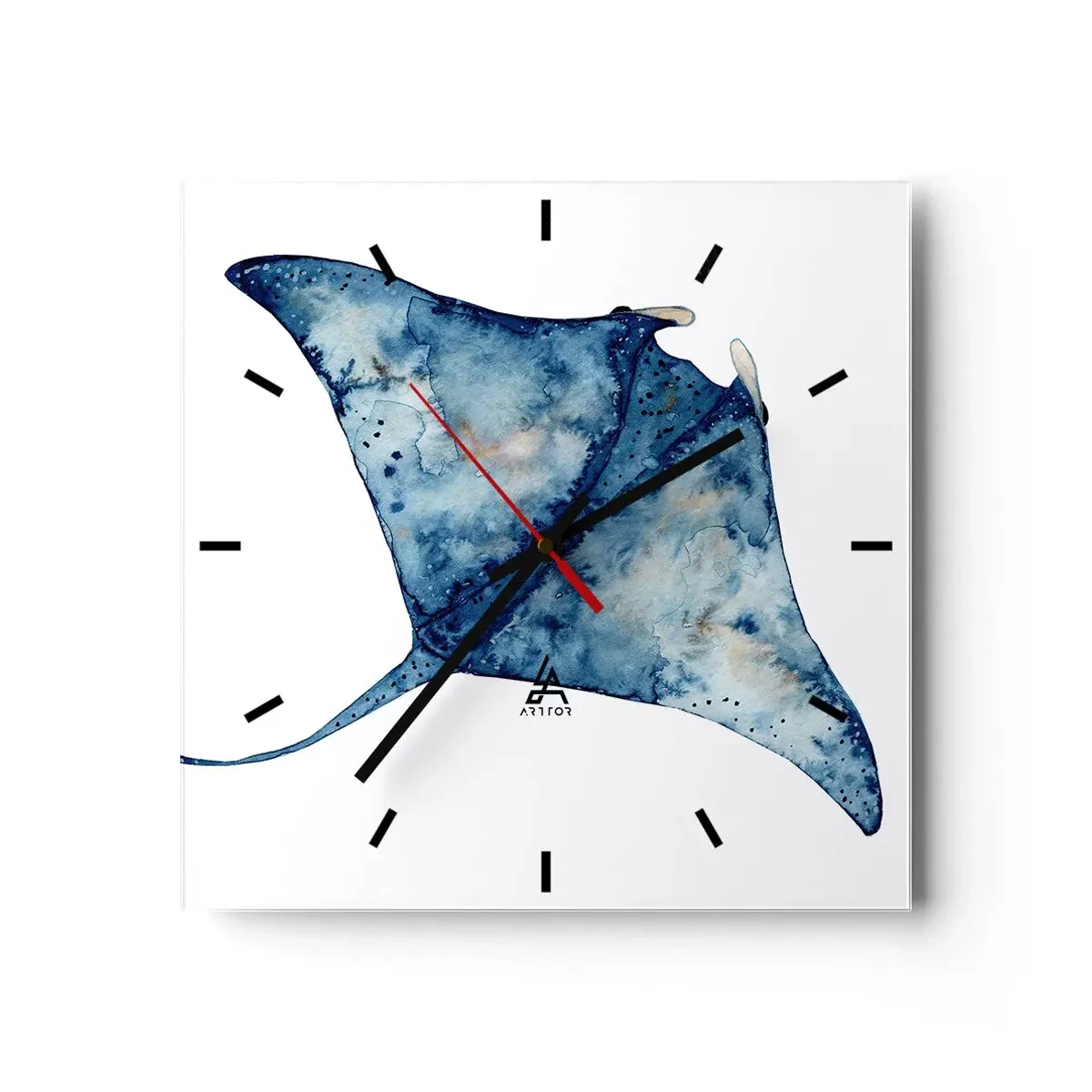 Relógio de parede - Relógio em vidro - A vida em azul - 30x30 cm