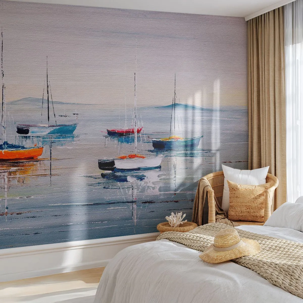 Papel de Parede Standard Eco - Um merecido descanso - Náutico, Veleiros, Beira-mar - 300x210 cm