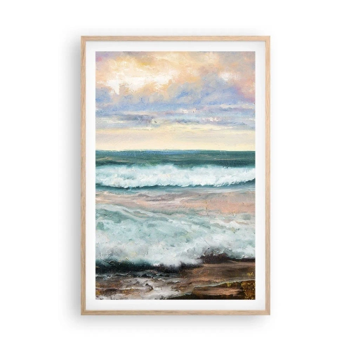 Pôster com moldura de carvalho claro - Aqui suavizas a alma - 61x91 cm