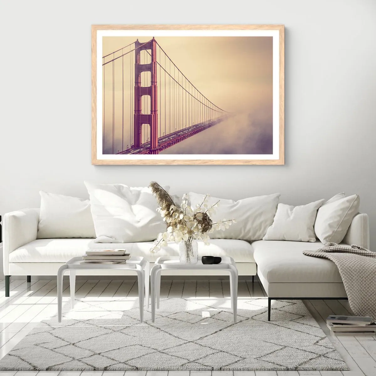 Pôster com moldura de carvalho claro - Entre o céu e a terra - 100x70 cm