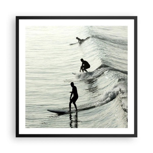 Pôster com moldura preta - Para conhecer a onda - 60x60 cm