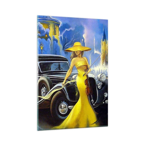 Quadro em vidro - Música instrumental com violino e amor - 80x120 cm