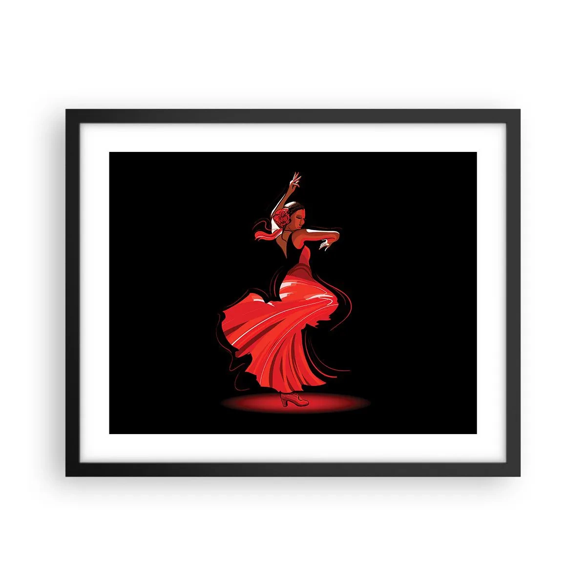 Pôster com moldura preta - O espírito ardente do flamenco - 50x40 cm