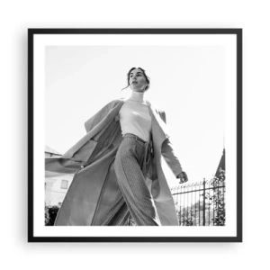 Pôster com moldura preta - Vens comigo? - 60x60 cm