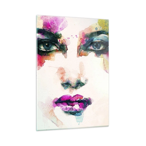 Quadro em vidro - Retrato pintado com o arco-íris - 50x70 cm