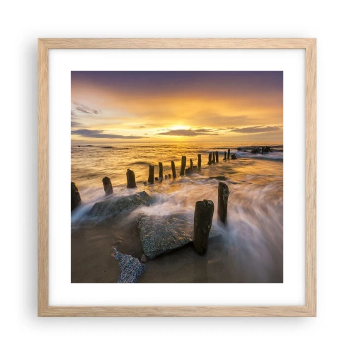 Pôster com moldura de carvalho claro - A beleza crua do Mar Báltico - 40x40 cm