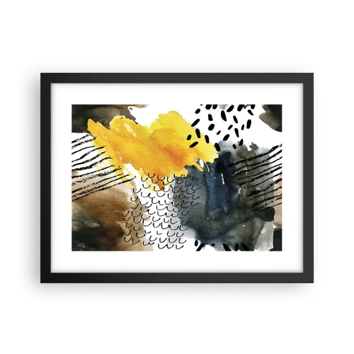 Pôster com moldura preta - Reunião dos elementos da natureza - 40x30 cm