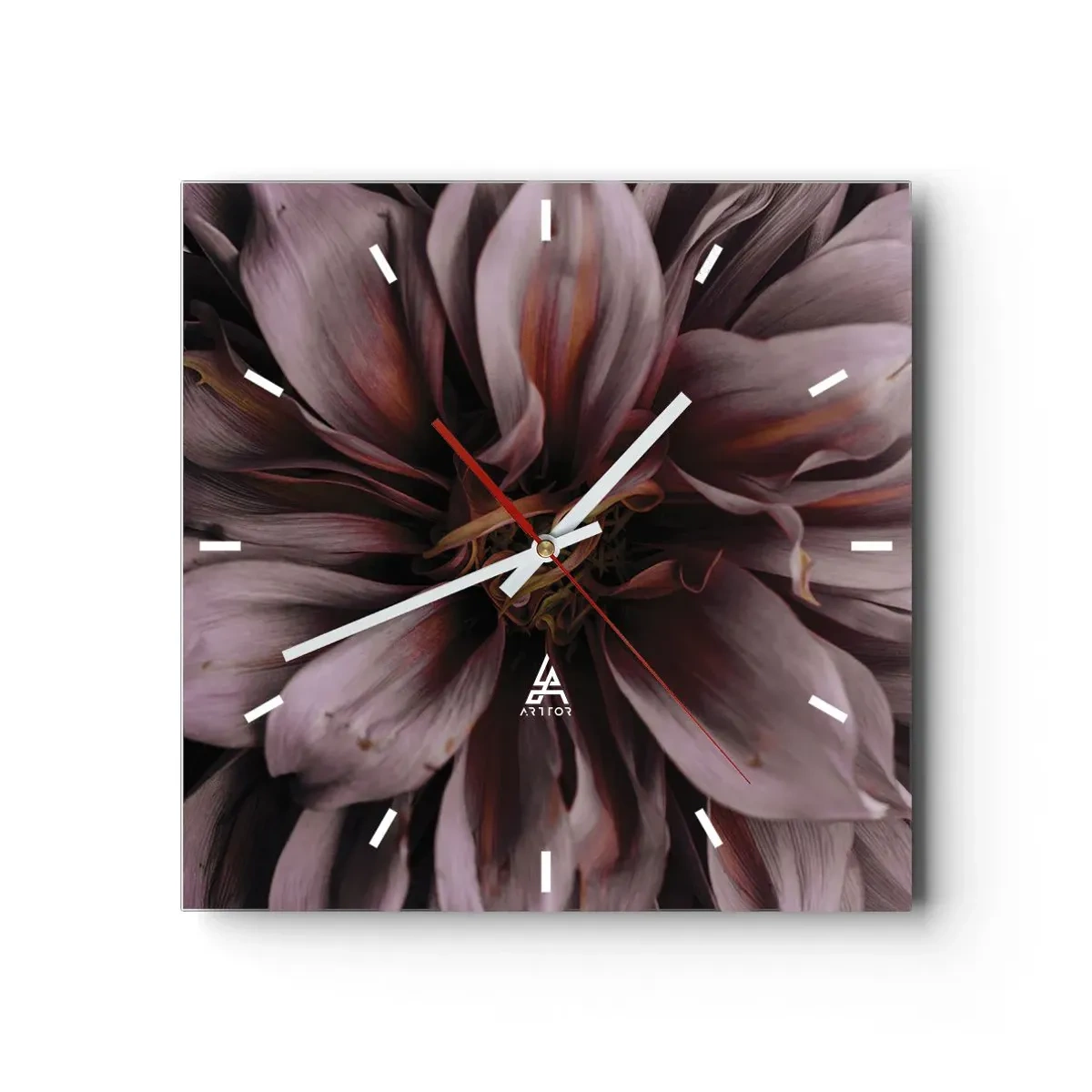 Relógio de parede - Relógio em vidro - Coração de flor - 30x30 cm