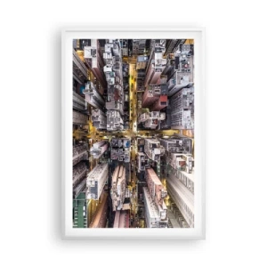 Pôster em moldura branca - Saudações de Hong Kong - 61x91 cm