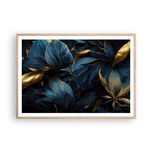 Pôster com moldura de carvalho claro - Forrado com ouro - 100x70 cm