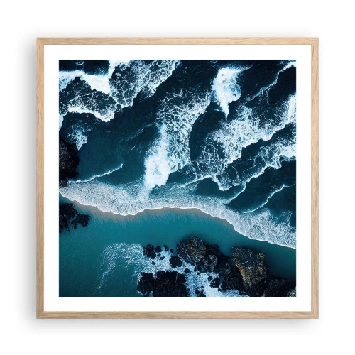 Pôster com moldura de carvalho claro - Envolto em ondas - 60x60 cm