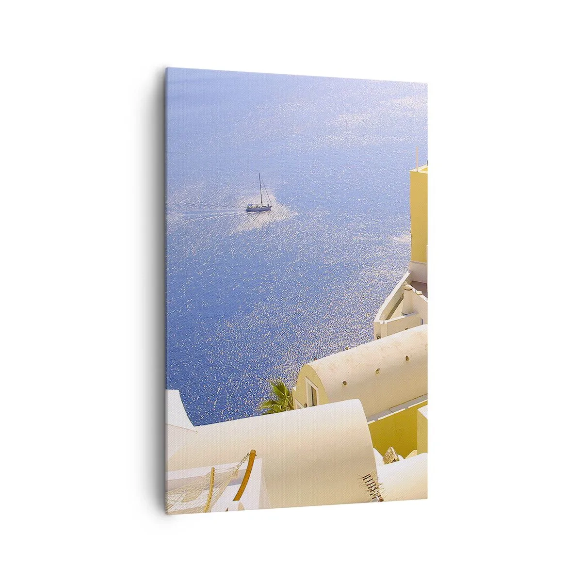 Quadro em tela - Paisagem grega em branco e azul - 80x120 cm