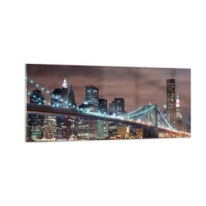 Quadro em vidro - Luzes de uma cidade grande - 100x40 cm