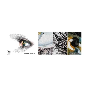 Amostra de papel de parede Premium Sand - Olhe diretamente para a alma - Abstração, Gráficos, Olho - 100x30 cm