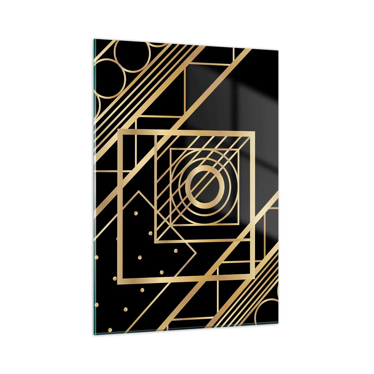 Quadro em vidro - Geometria dourada - 50x70 cm