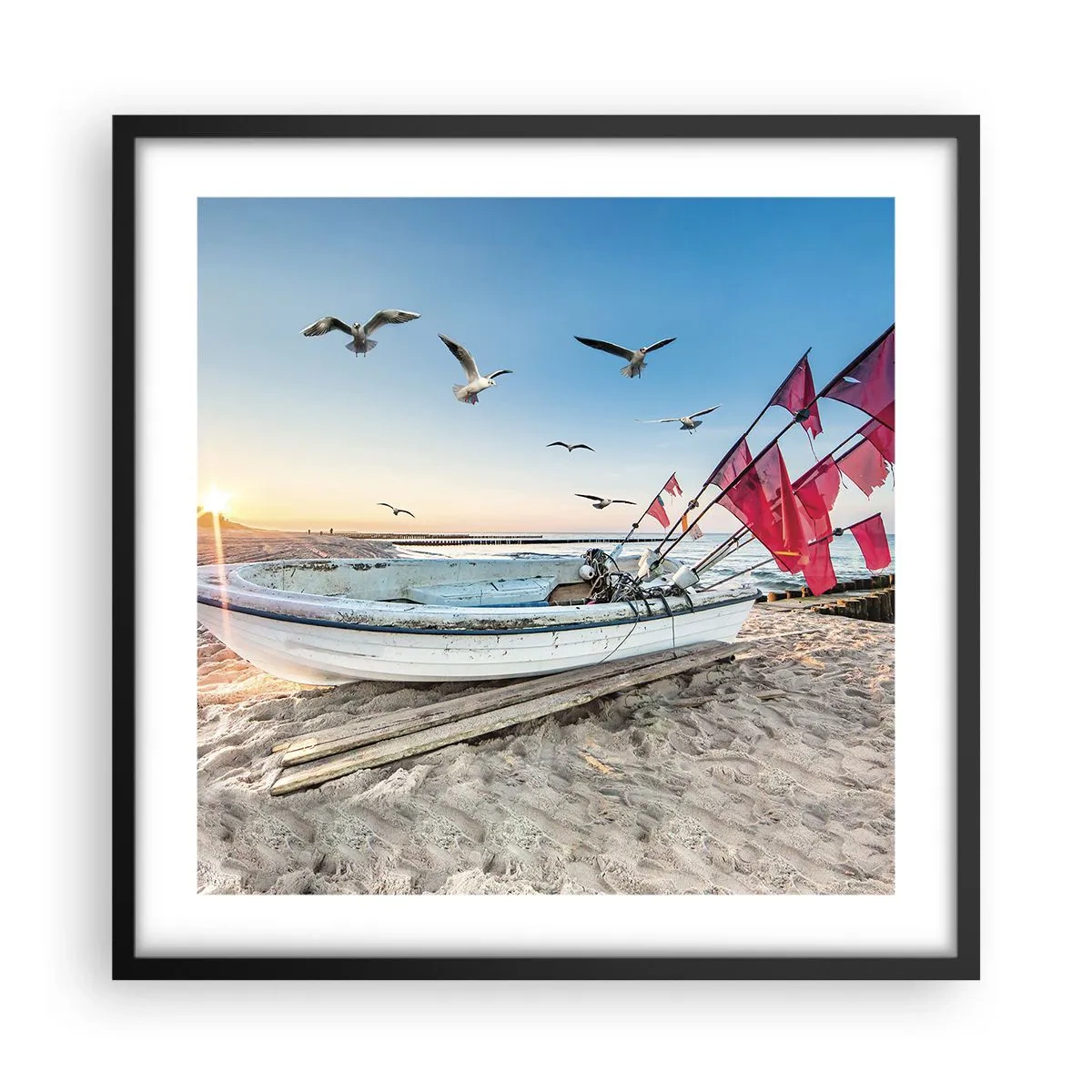 Pôster com moldura preta - Um merecido descanso - 50x50 cm