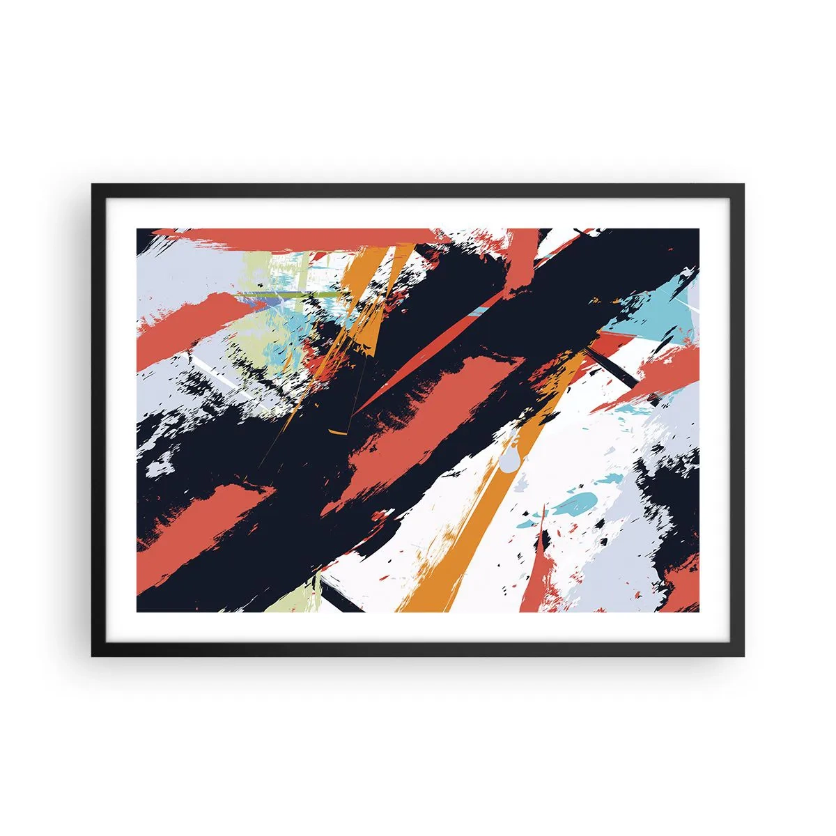Pôster com moldura preta - Composição dinâmica - 70x50 cm