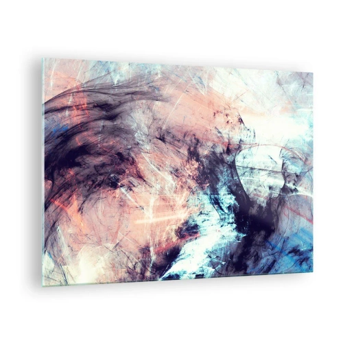 Quadro em vidro - Uma mistura abstrata de cores em tons pastéis e escuros. - 70x50cm - Sinta o vento - Decoração de parede moderna para a sala de estar e quarto ARTTOR