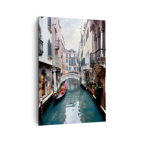 Quadro em tela - Paisagem veneziana com gôndola e ponte - 70x100 cm