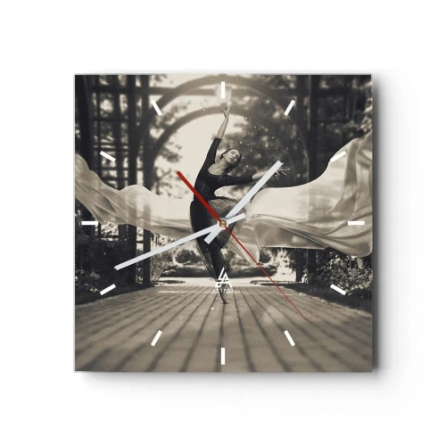 Relógio de parede - Relógio em vidro - A dança do espírito do jardim - 30x30 cm