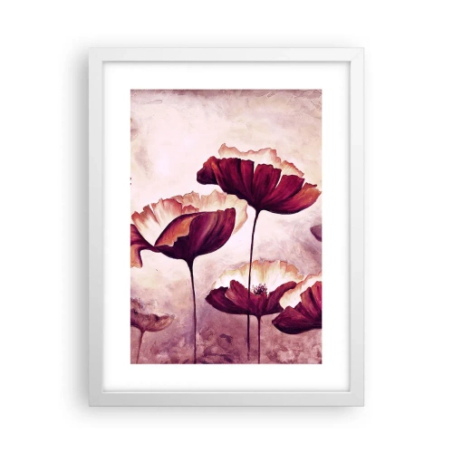 Pôster em moldura branca - Pétala vermelha e branca - 30x40 cm