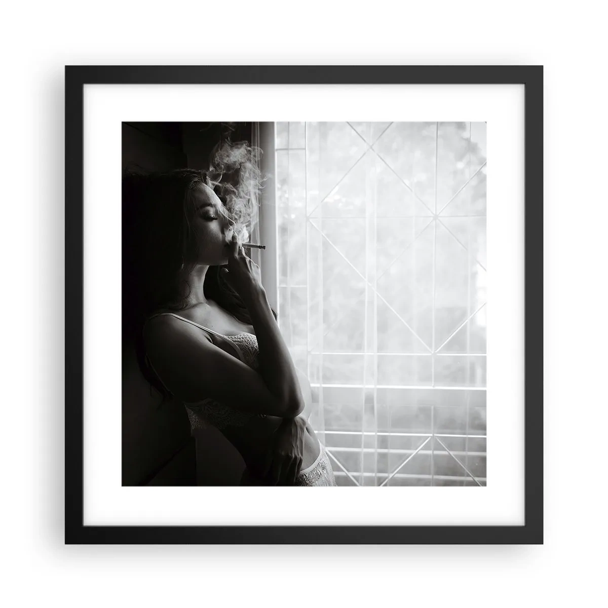 Pôster com moldura preta - Um momento sensual - 40x40 cm