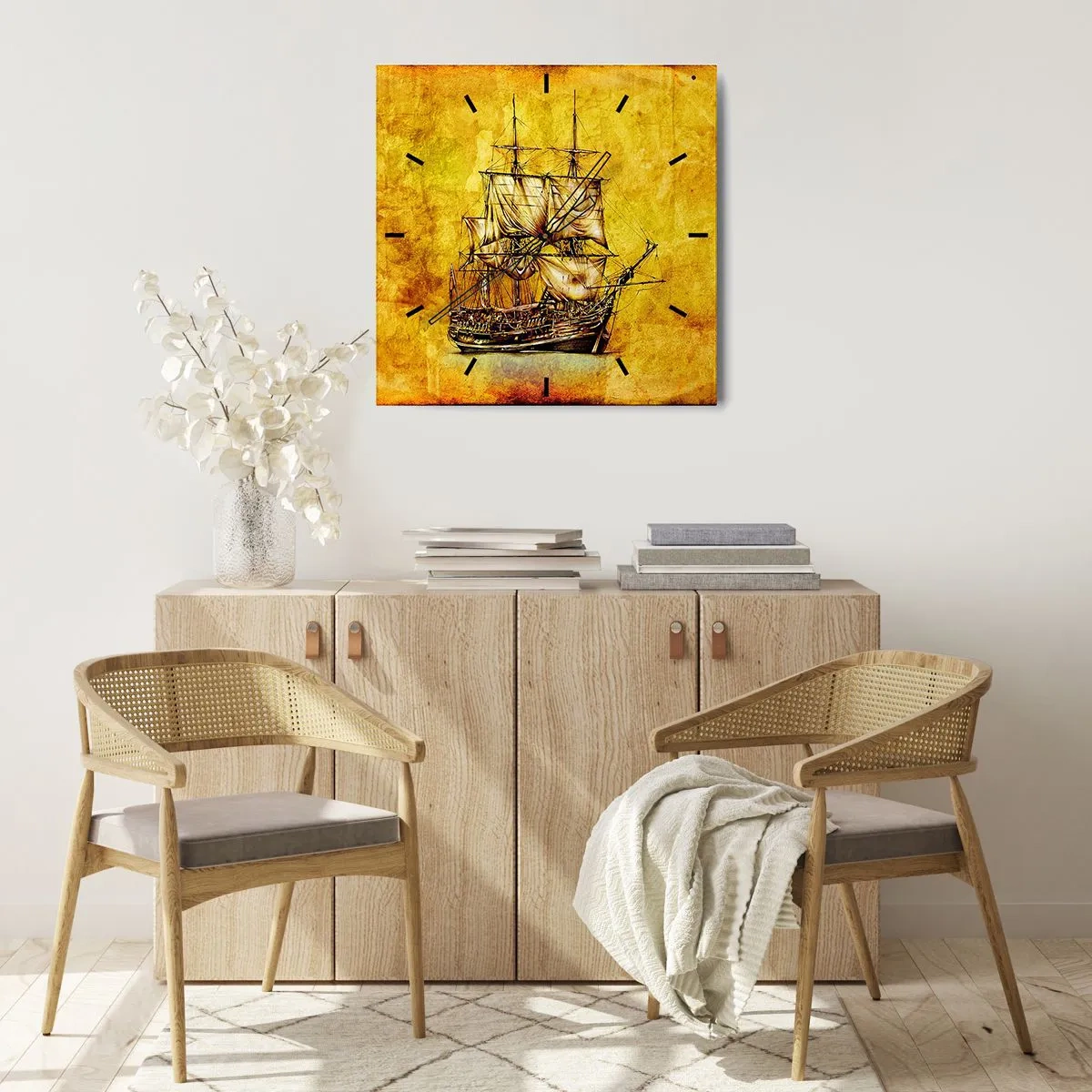 Relógio de parede - Relógio em vidro - Direção Tortuga! - 30x30 cm