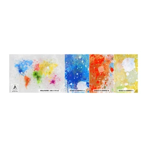Amostra de Papel de Parede Standard Eco - Todas as cores do mundo - Mapa mundial, Continentes, Viagens - 100x30 cm