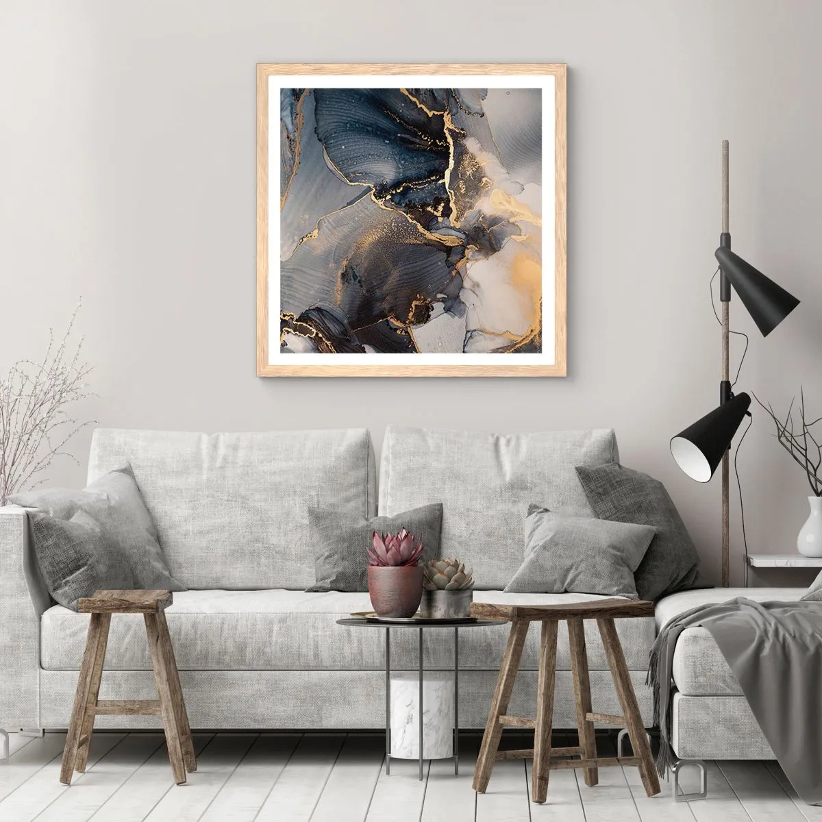 Pôster com moldura de carvalho claro - A vida da pedra - 50x50 cm
