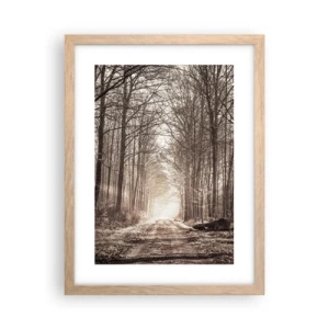 Pôster com moldura de carvalho claro - Catedral na Floresta - 30x40 cm