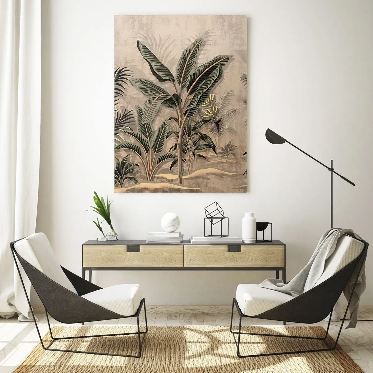 Quadro em vidro - Gravura em estilo colonial - 80x120 cm