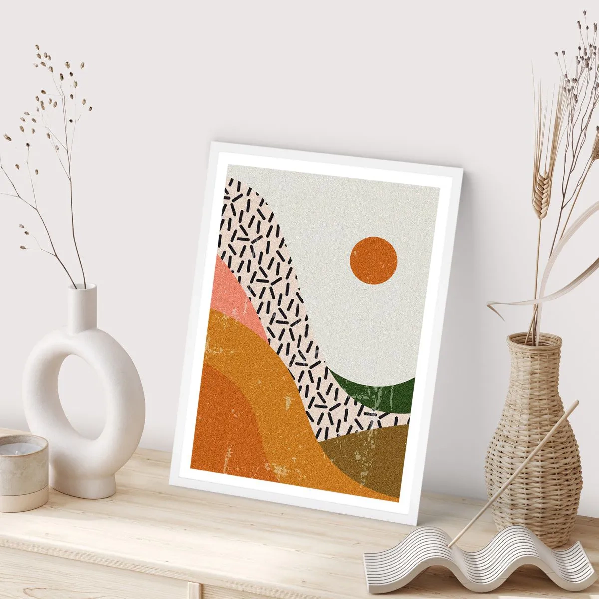 Pôster em moldura branca - Abstração solar - 61x91 cm