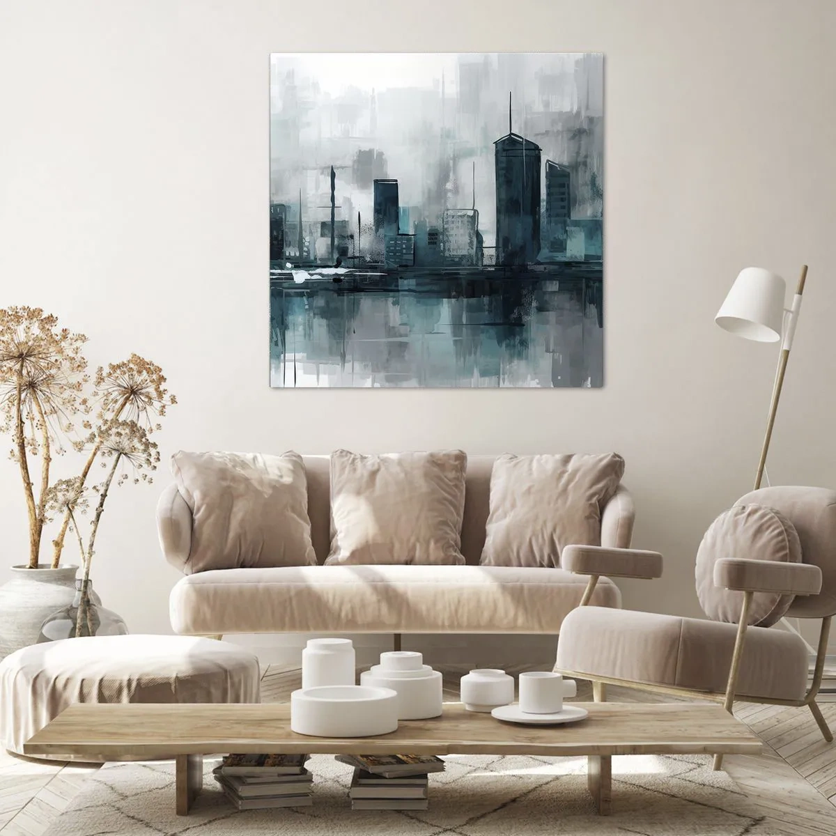 Quadro em tela - Uma cidade da cor da chuva - 40x40 cm