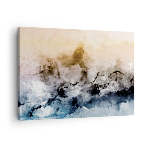 Quadro em tela - Paisagem abstrata com neblina e cores sutis - 70x50cm - Imersos no tumulto do nevoeiro - Decoração de parede moderna para a sala de estar e quarto ARTTOR