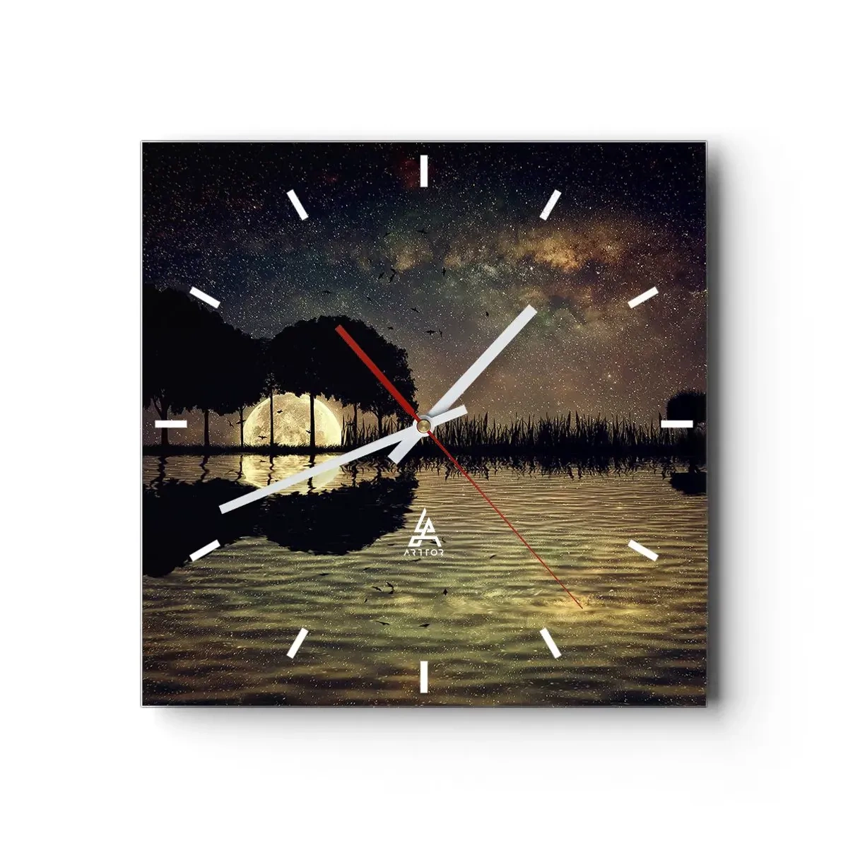 Relógio de parede - Relógio em vidro - Uma noite no Fim do Mundo - 30x30 cm