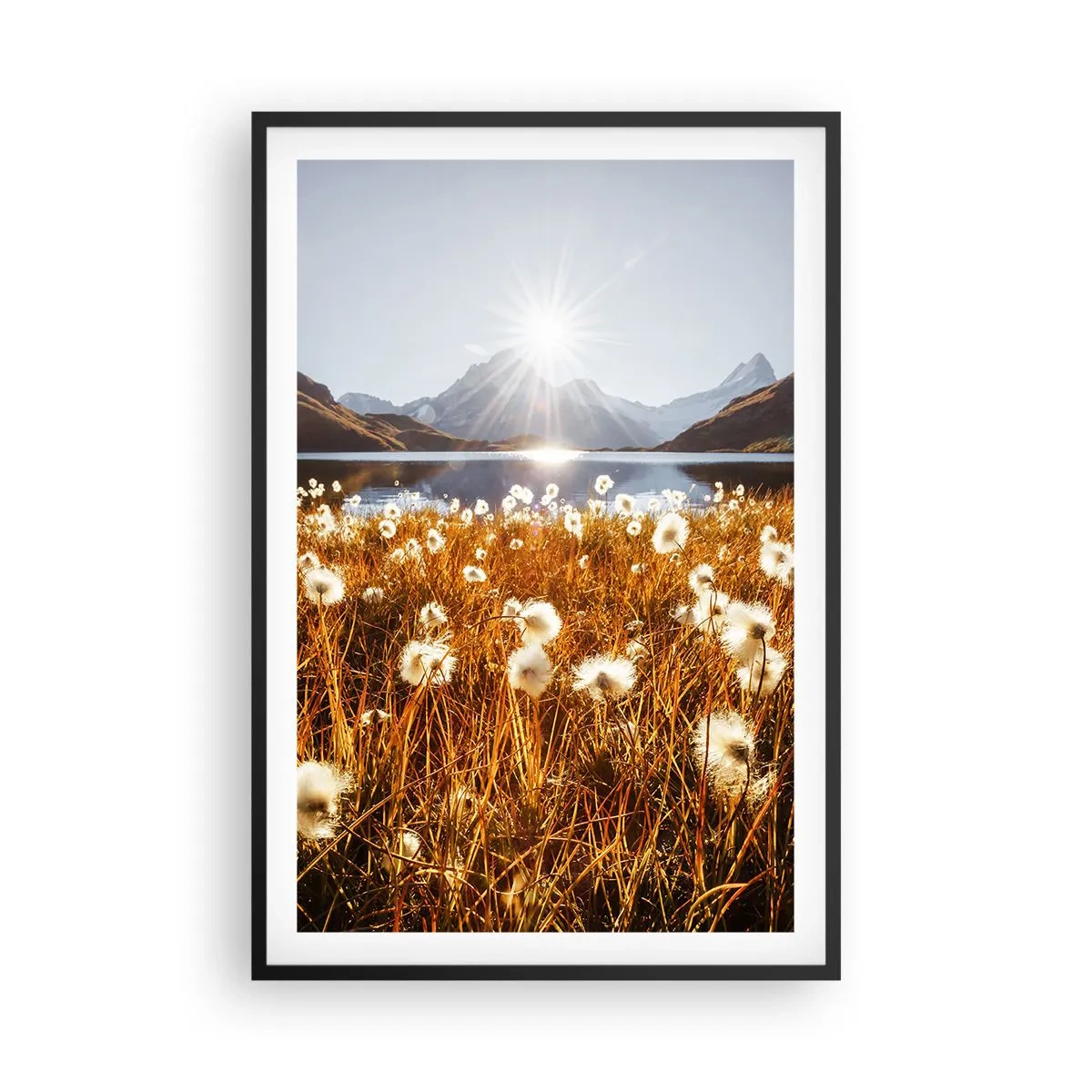 Pôster com moldura preta - Dureza da rocha, suavidade da relva - 61x91 cm