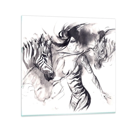 Quadro em vidro - Dançando com as zebras - 30x30 cm
