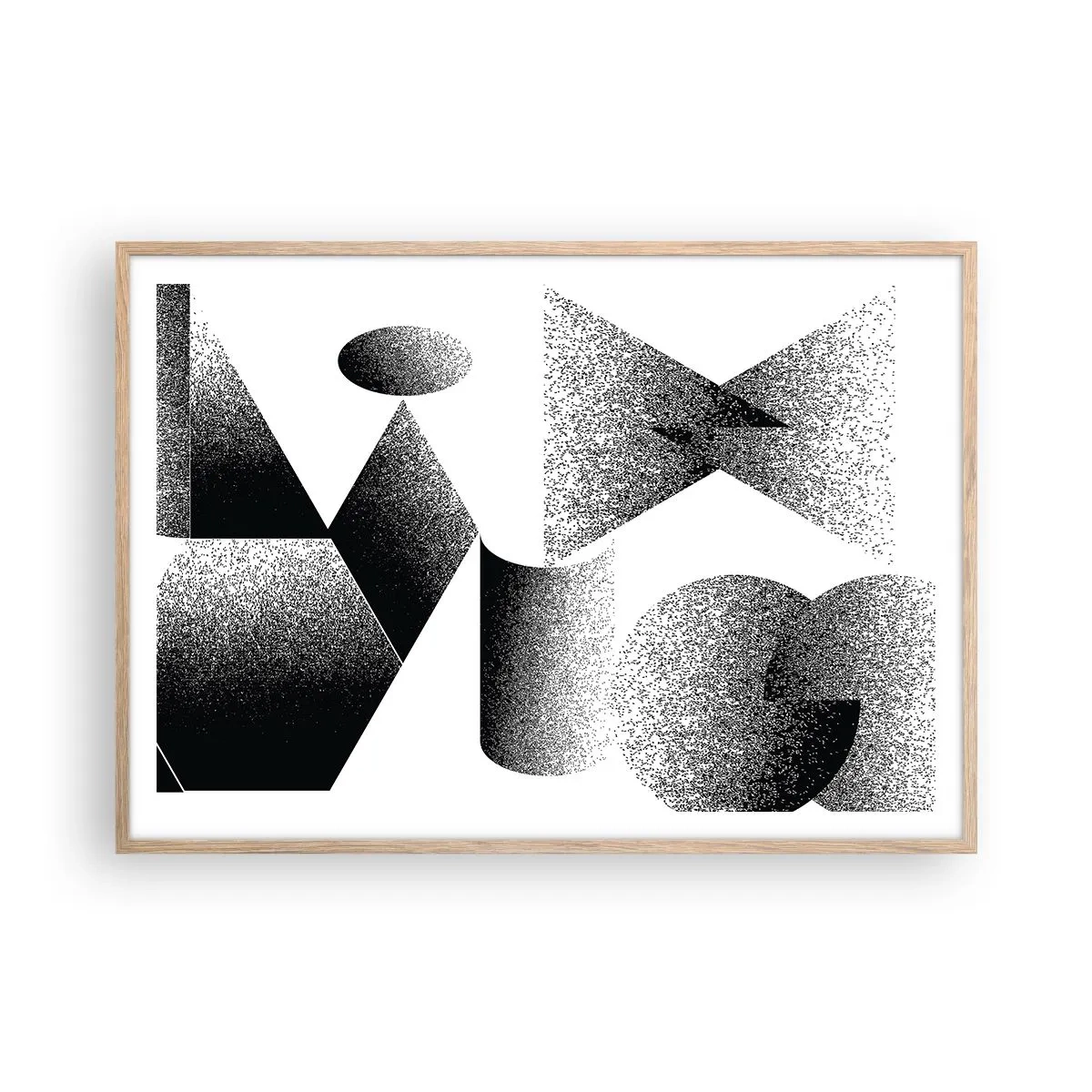Pôster com moldura de carvalho claro - Ângulos e ovais - 100x70 cm