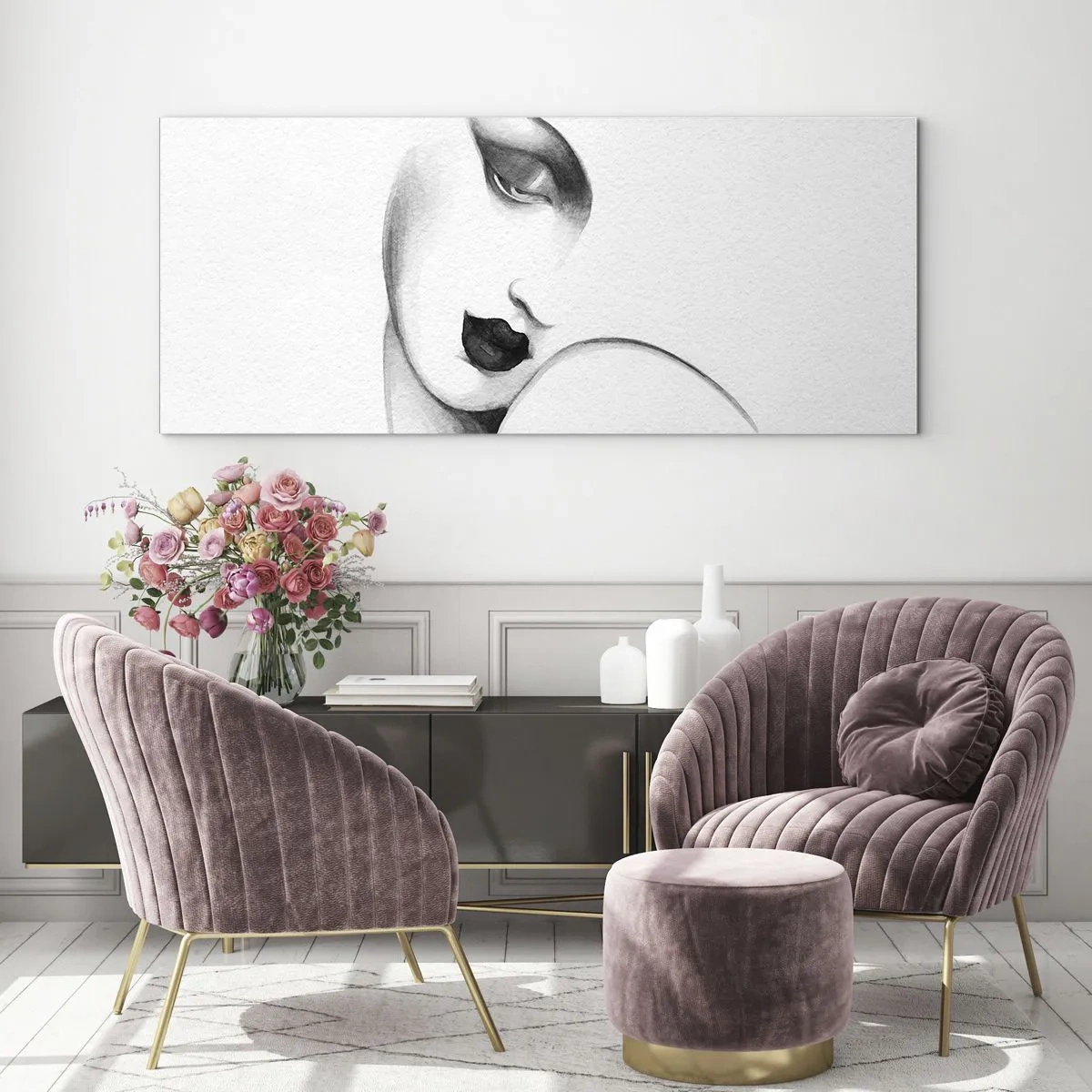 Quadro em vidro - No estilo de Łempicka - 100x40 cm