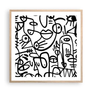 Pôster com moldura de carvalho claro - Rostos e miragens - 60x60 cm