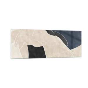 Quadro em vidro - Composição abstrata – contraste de cores - 140x50 cm