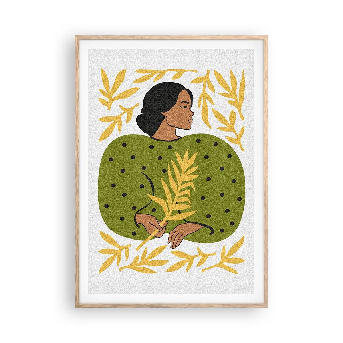 Pôster com moldura de carvalho claro - Rapariga havaiana - 70x100 cm