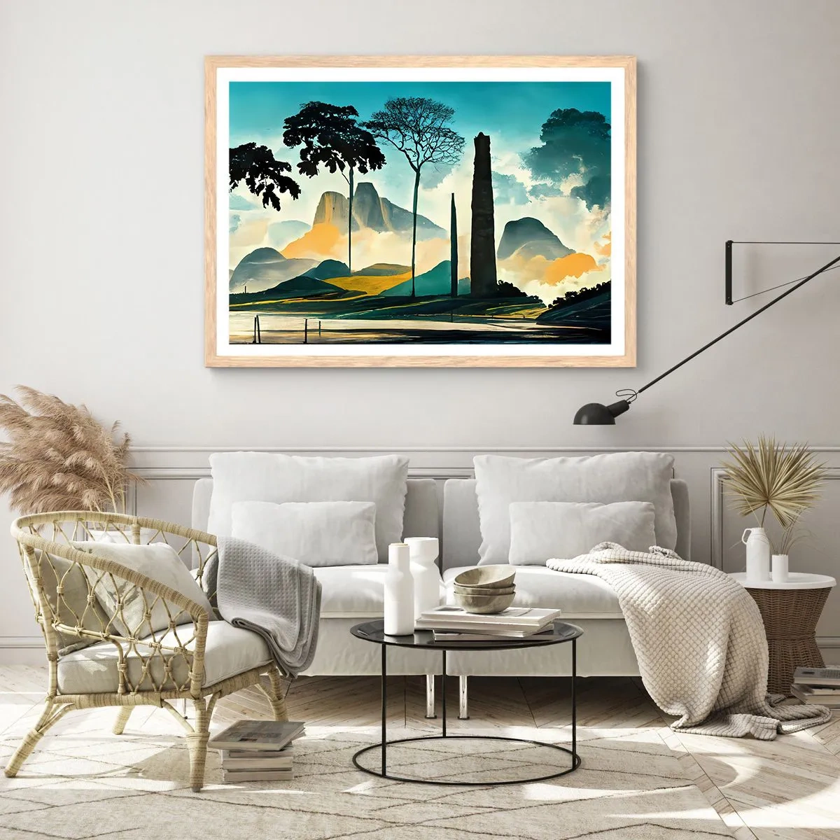 Pôster com moldura de carvalho claro - Cada vez mais alto - 40x30 cm