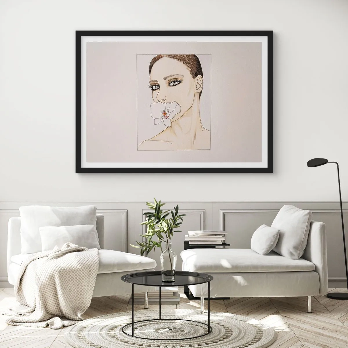 Pôster com moldura preta - Símbolo de elegância e beleza - 70x50 cm
