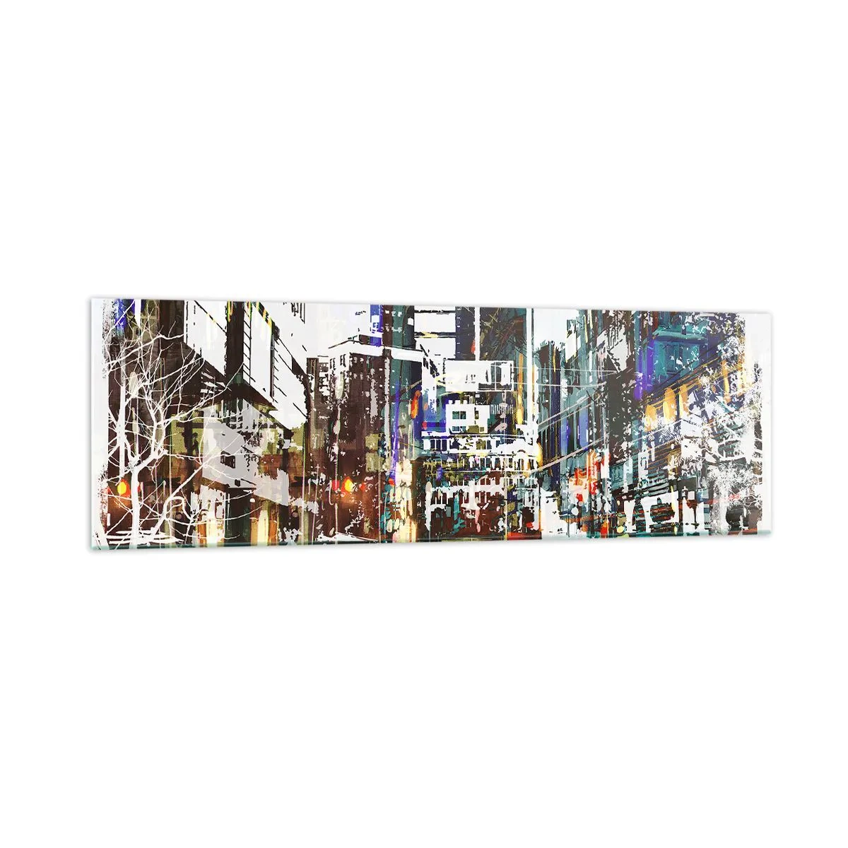 Quadro em vidro - Cidade cintilante - 160x50 cm