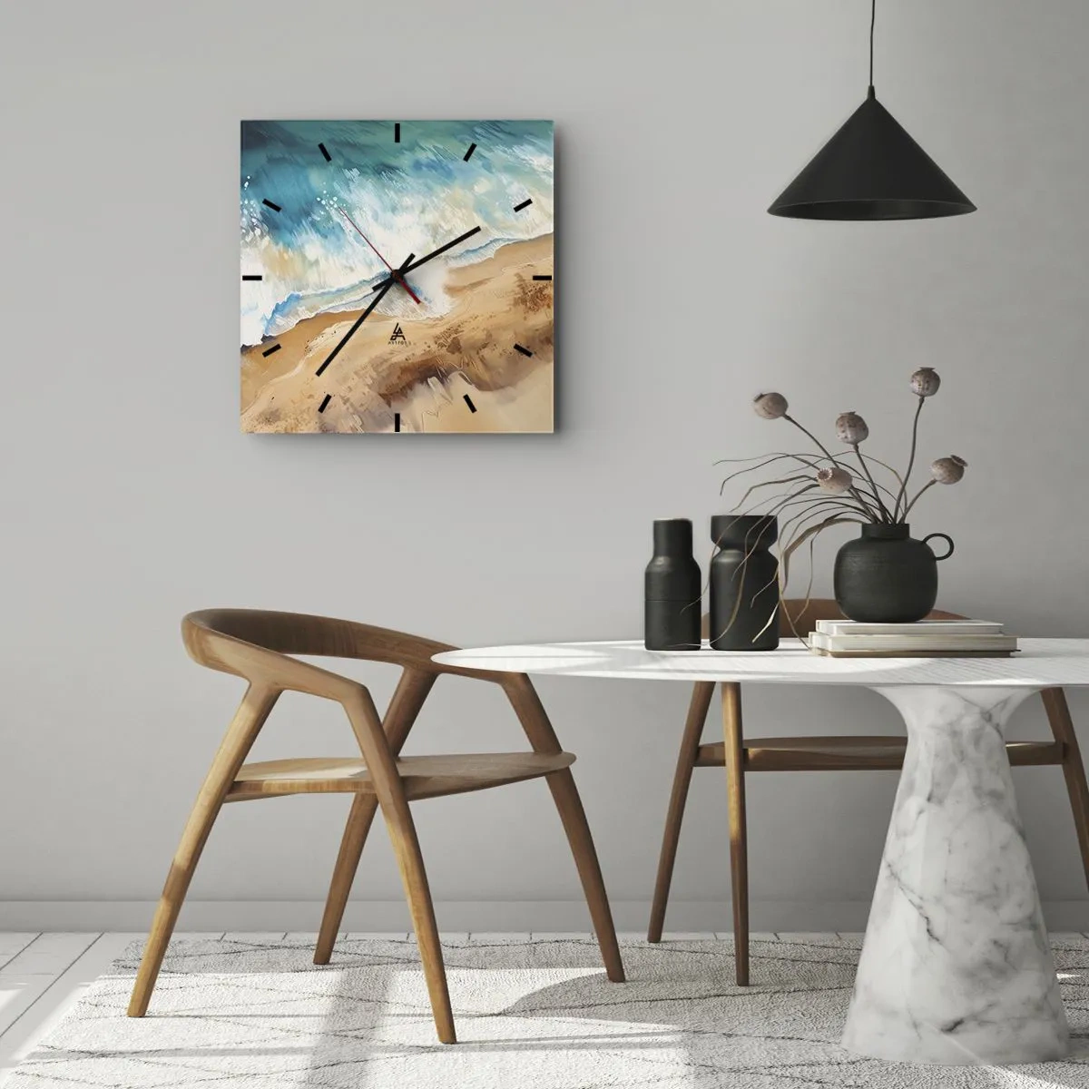 Relógio de parede - Relógio em vidro - A onda que retorna - 40x40 cm