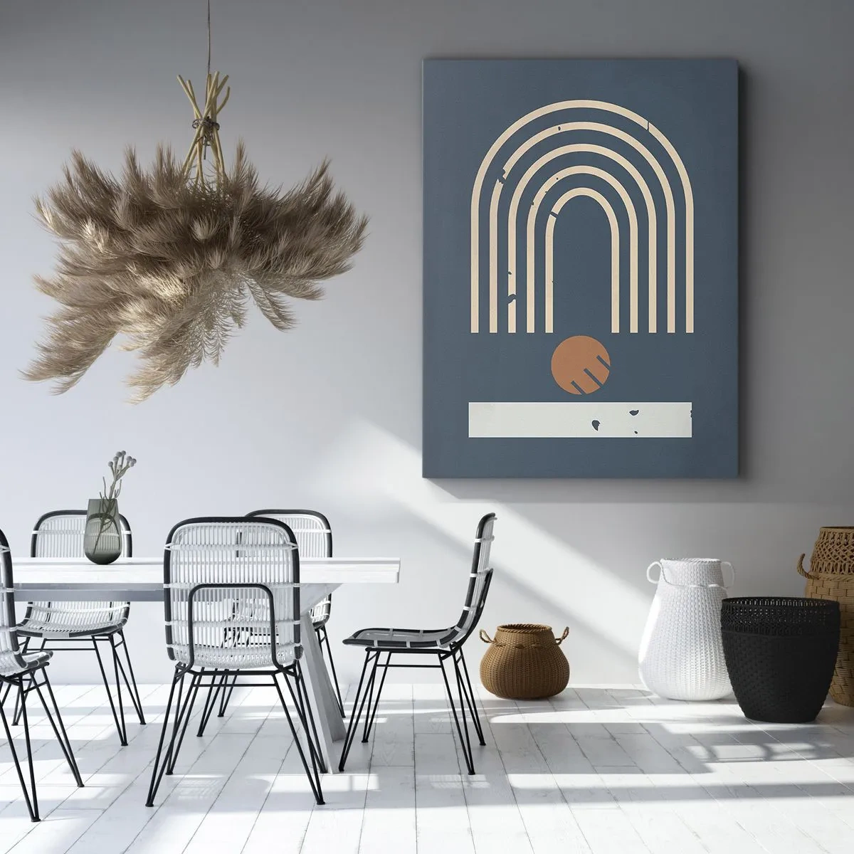 Quadro em tela - Geometria em azul marinho - 45x80 cm