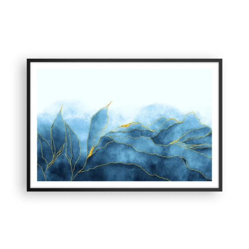 Pôster com moldura preta - Azul dourado - 91x61 cm