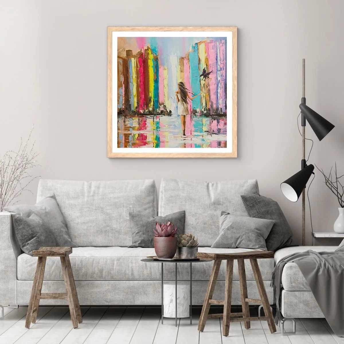 Pôster com moldura de carvalho claro - Segue-me - 40x40 cm